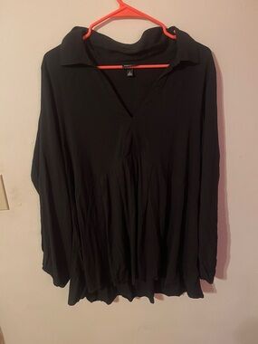 Torrid Black V-Neck Long Sleeve Women's Tunic Top